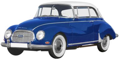 old blue car on white background