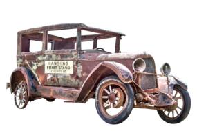 isolated rusty retro car