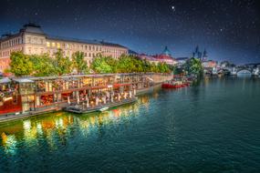 Prague Night River as a painting