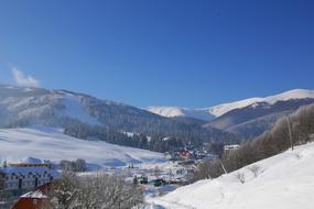 scenic carpathian Mountains at snowy winter