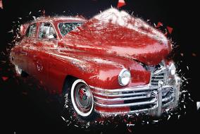 digital image of a red vintage car