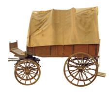 photo of covered wagon on a white background