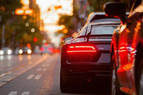 rear lights of cars in traffic jam