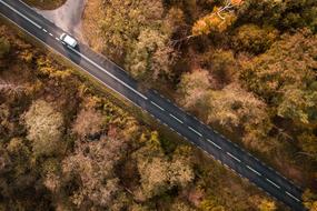 car rides on a highway in Poland drone photo