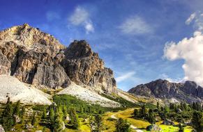 panorama of the Falzarego pass in Italy