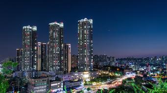 night photo of skyscrapers in Seoul