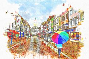 street umbrella drawing