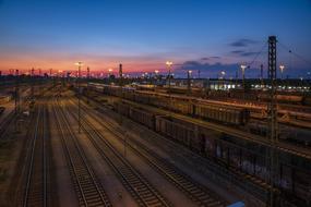 panoramic view of the freight train station at dusk