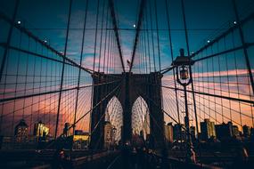 Architecture Suspension Bridge at sunset