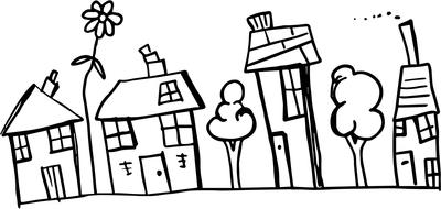 street houses buildings drawing