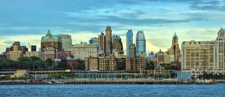 skyline of New York City at evening, usa, manhattan