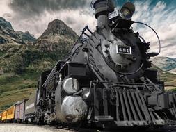 Railway Steam Locomotive in the mountains