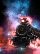 photo art with locomotive