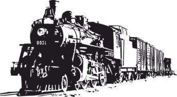 old steam locomotive, black and white