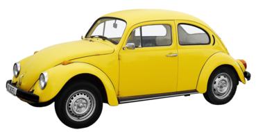 yellow Volkswagen beetle on white background