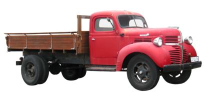 red retro truck on a white background