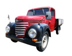 black-red retro truck on a white background