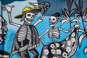 drawn dancing skeletons