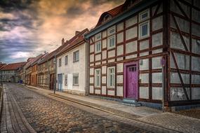 architecture of the historic center in Nauen at dusk