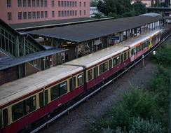 Train on station of Berlin S-Bahn railway, germany