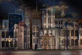 Beautiful architecture of the city with lights, on the cityscape