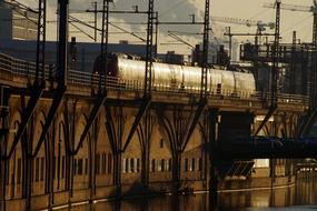 morning light falls on a railroad in Berlin