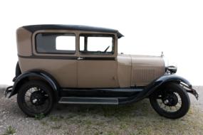 vintage car in rainy weather