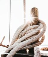 mooring Ropes of Sailing Vessel close up