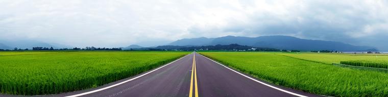 empty Road through scenic countryside, Taiwan