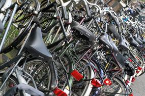 parked bicycles in the city