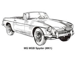 mg mgb speder car drawing