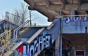 stairs of an abandoned railway station