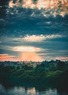 colorful sunset over Pontianak, Indonesia