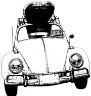 Black and white car vw volkswagen drawing