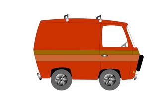 red van vintage cartoon drawing