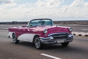 riding retro Car in Havana