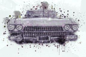 grunge digital art of the american 50âs pink cadillac car
