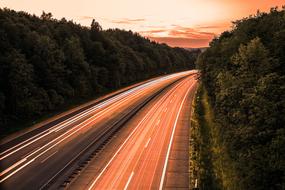 car spotlights on the track in Germany