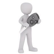 3D model of a man with a key in his hands