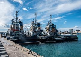 tugs moored in port, spain, Malaga