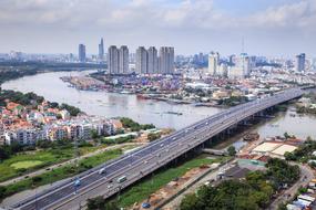 cityscape of highway in Ho Chi Minh, Vietnam