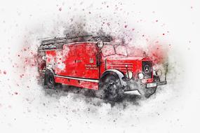vehicle fire truck drawing