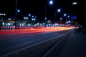 cityscape of highway at night