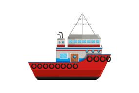 Clipart of the red ship at white background