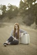 Redhead Suitcase Road girl