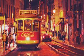 Portugal Lisbon tram red