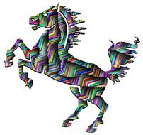 drawn striped rainbow horse