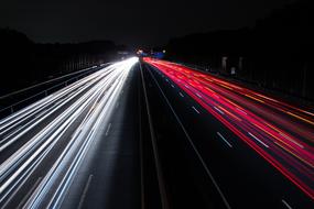 panoramic view of traffic on the highway at night