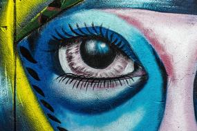 background street art graffiti wall eye drawing, colombia, cartagena