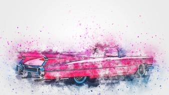 old car abstract pink blue drawing